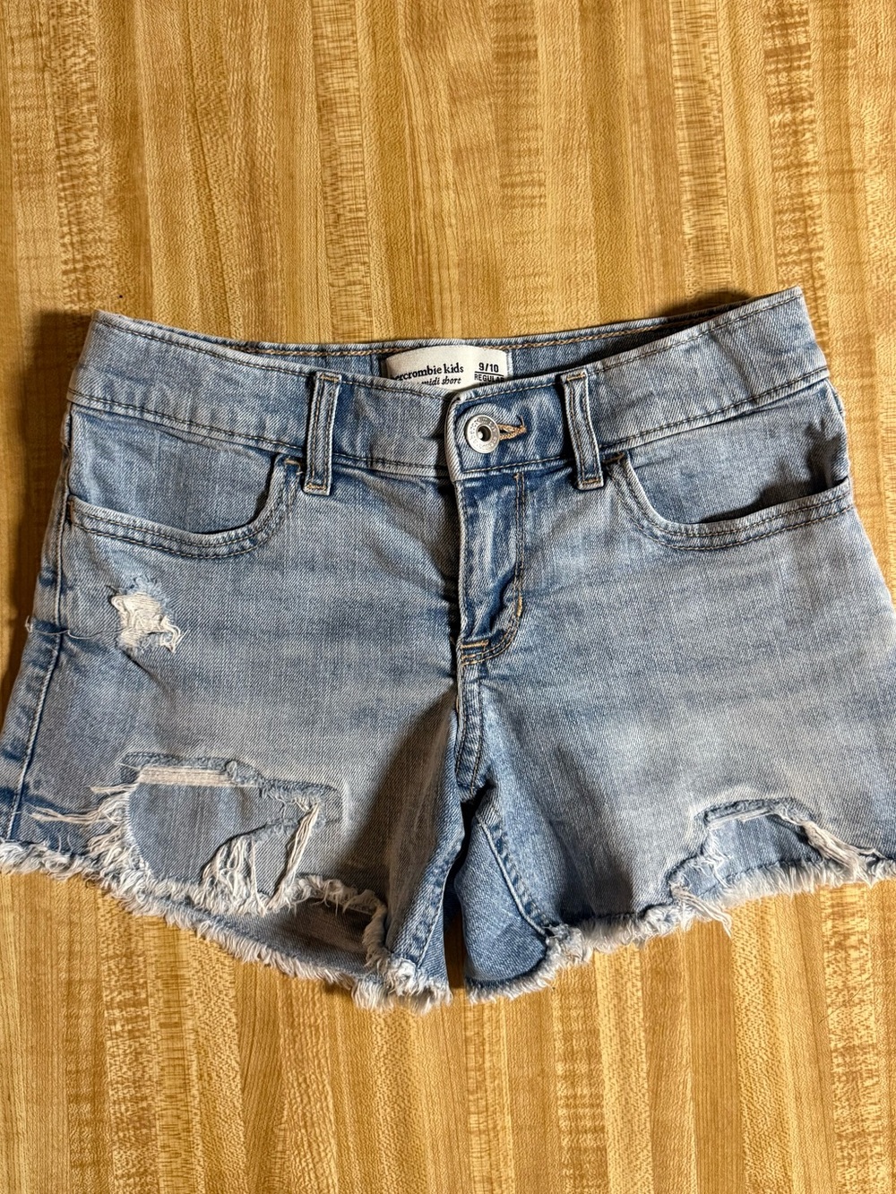 abercrombie kids Light Blue Distressed Denim Cutoff Shorts